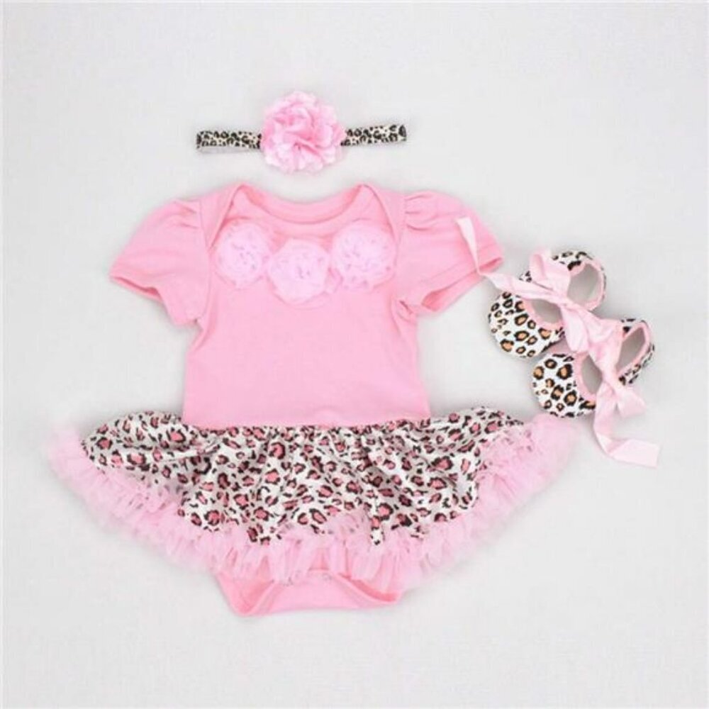 Reborn Baby Doll Clothes 20 23 Inch Pink Tutu Dress Set with Shoes Headband
